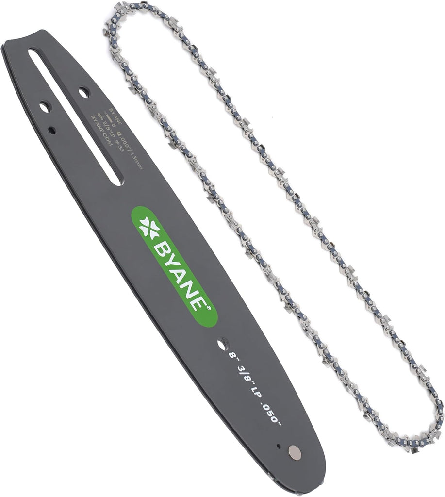 8 Inch CarbideCut Chainsaw Bar and Chain Combo, 3/8" LP Pitch, 050" Gauge, 33 Drive Links Fits Oregon S33, Greenworks, Sun Joe, Chicago, Portland, Kobalt, Earthwise and More