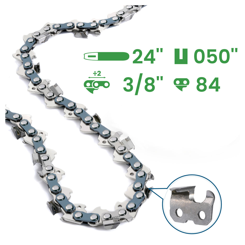 Carbide Chainsaw Chain 24 Inch, 3/8" Pitch, 050" Gauge, 84 Drive Links, (1 Chains).