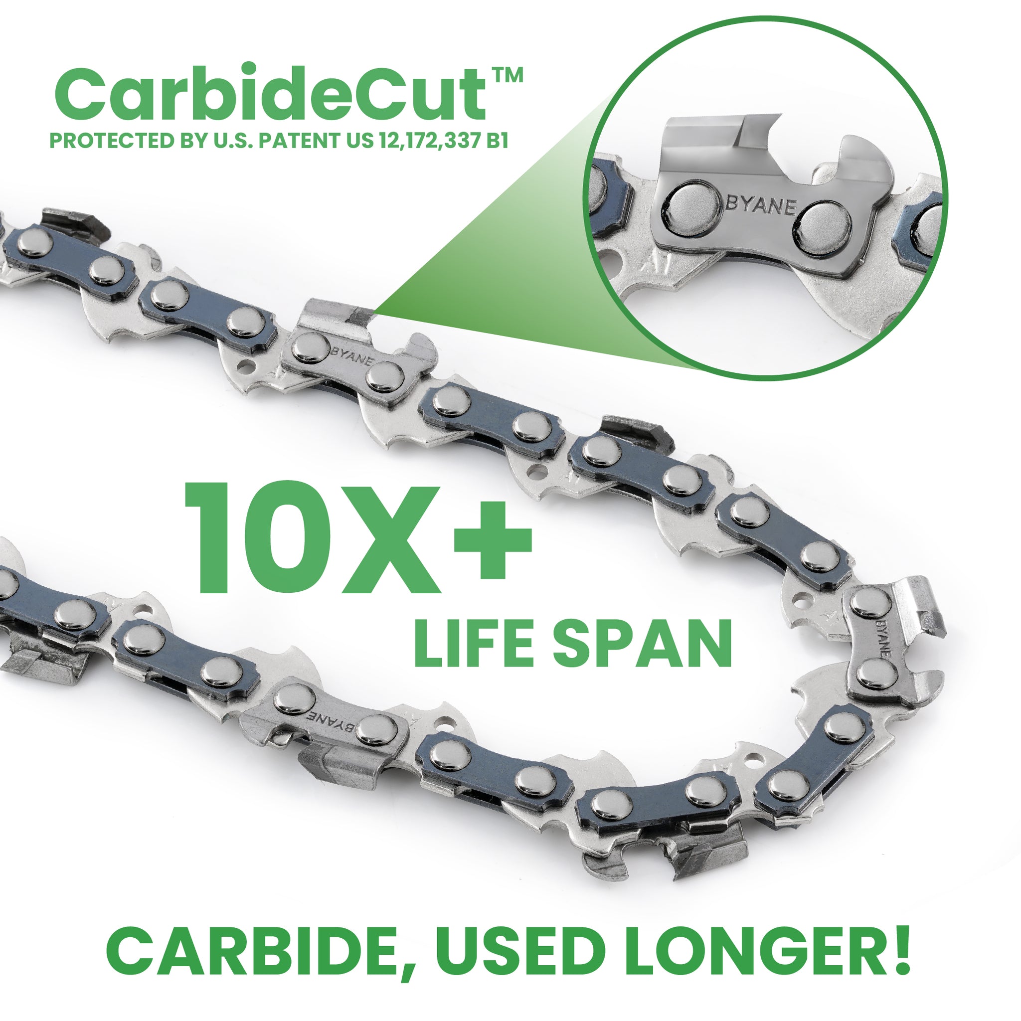 Carbide Chainsaw Chain 10 Inch, 3/8